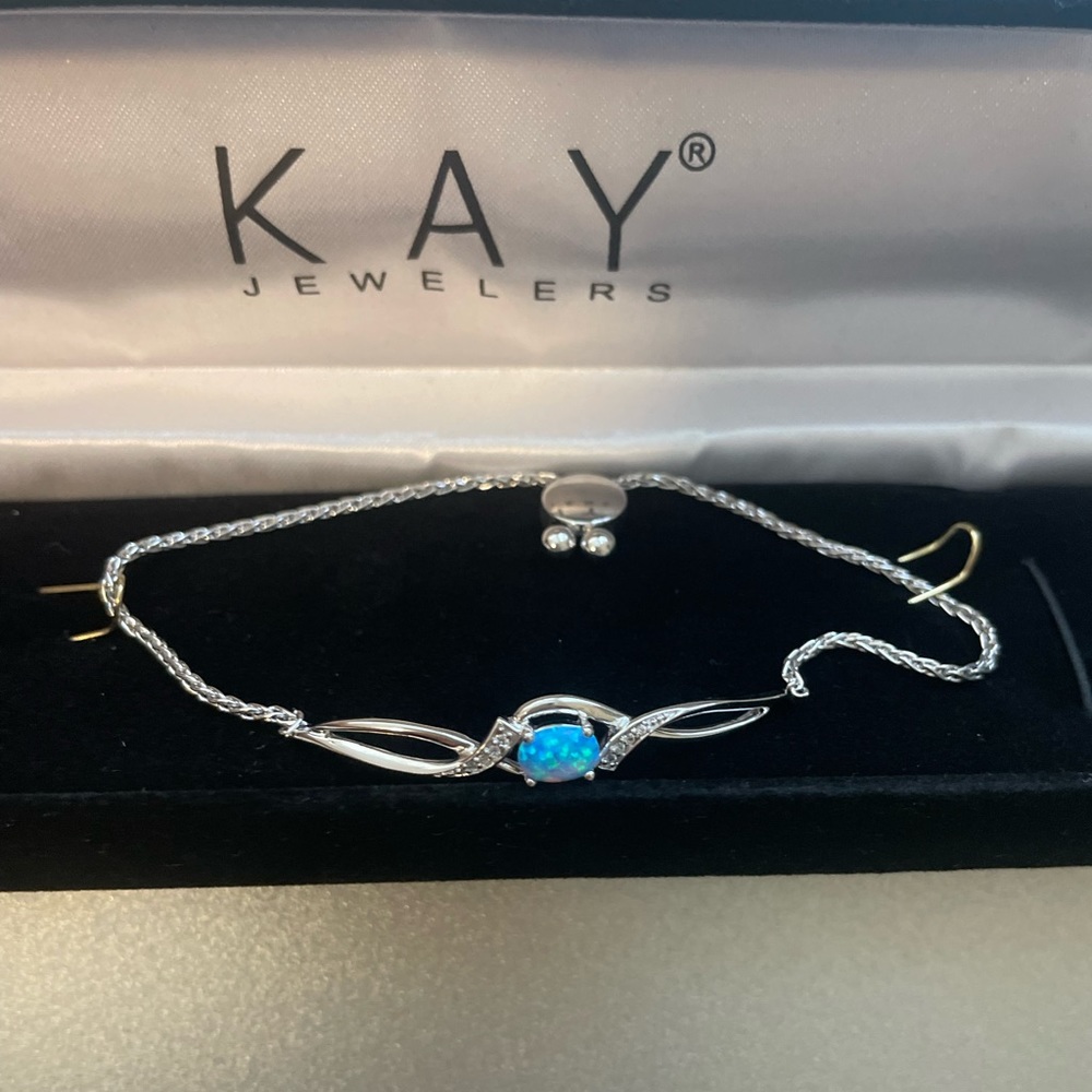 Kay Blue Opal (Lab Created) Bolo Bracelet- Sterling Silver